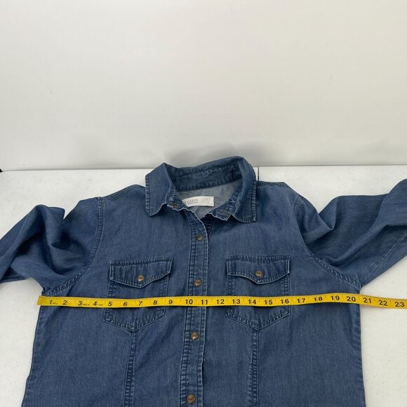 Carve Designs L Tencel Cotton Denim Chambray Shirt Long Sleeve Western Utility - Picture 7 of 11